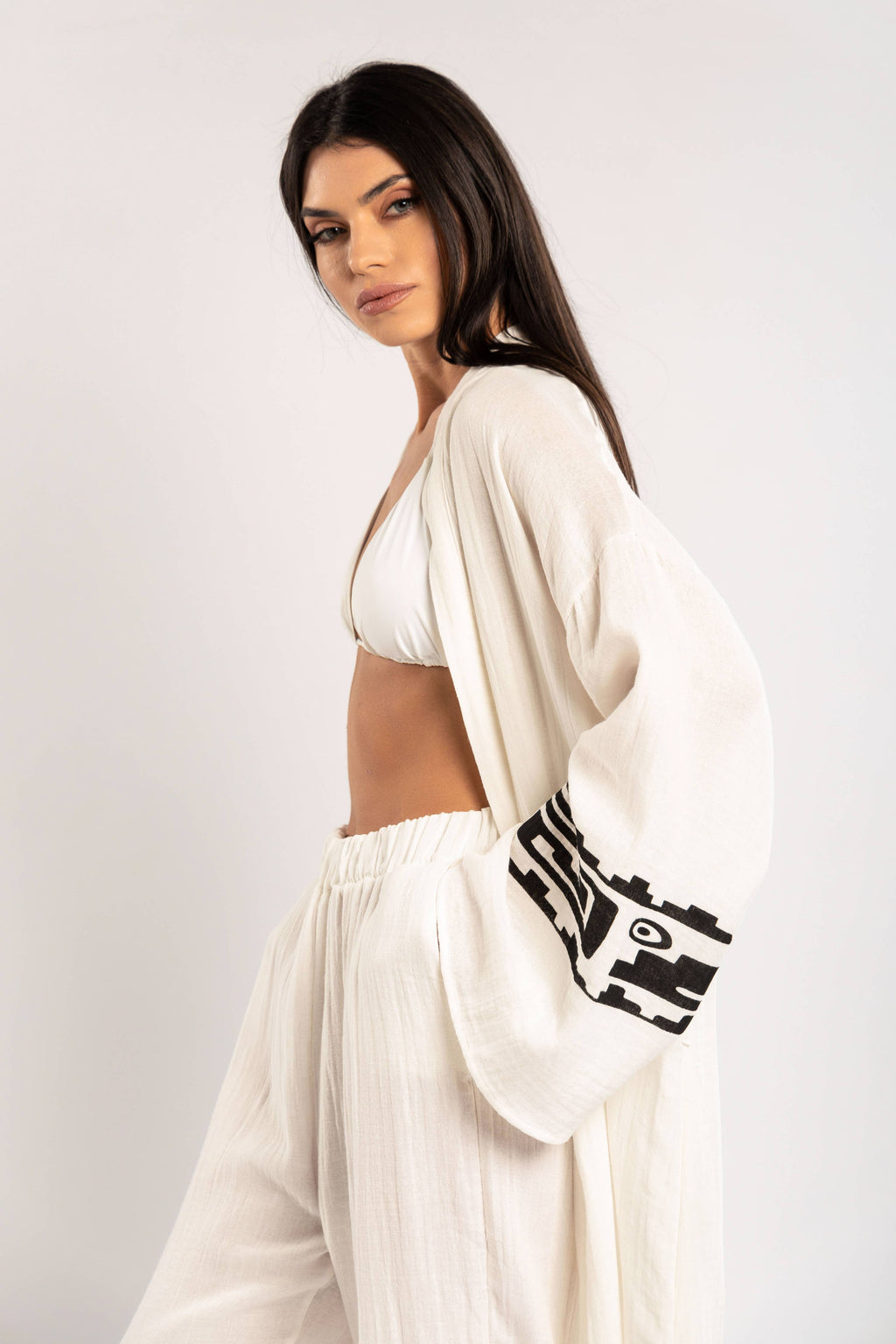 AEGEAN — Kimono en coton imprimé