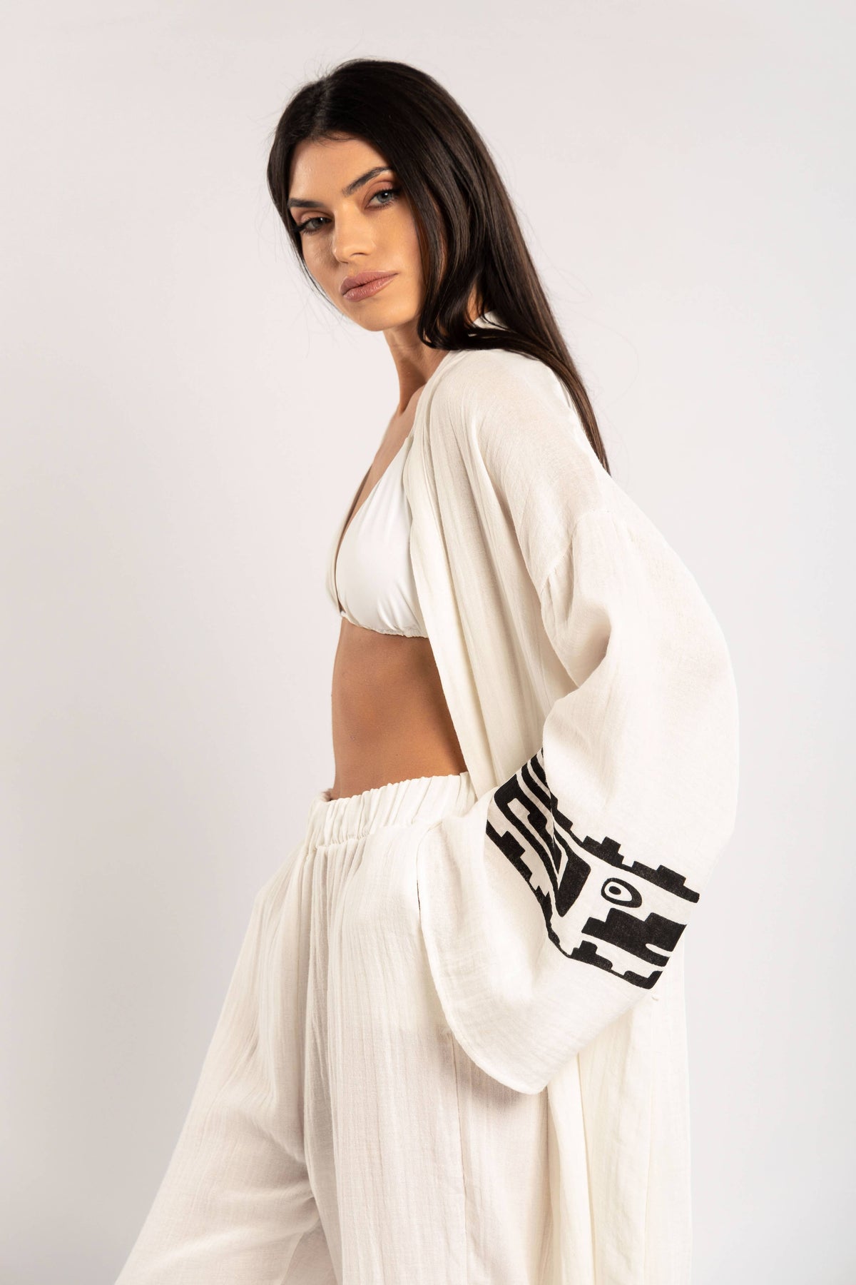 AEGEAN — Kimono en coton imprimé