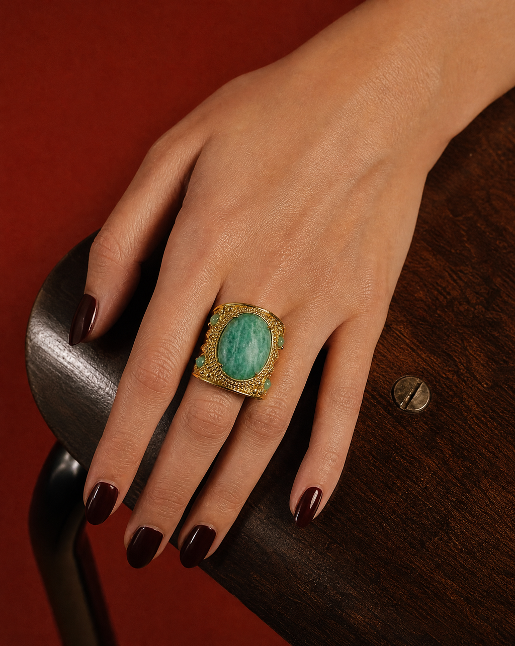 AMAZONITE ARMOR, bague verte ajustable en amazonite – MAD ABOUT