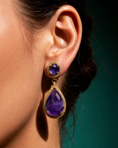 AMÉTHYSTE DROP, boucles d’oreilles goutte en améthyste – MAD ABOUT