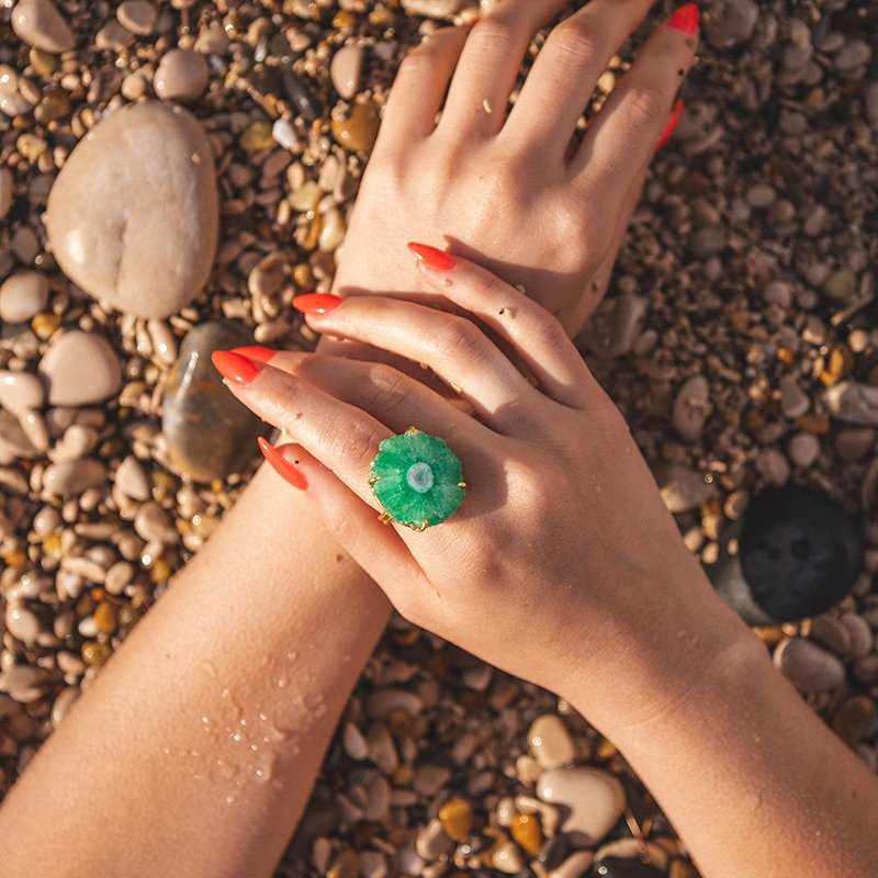 SOLEIL — Bague en quartz bleu turquoise